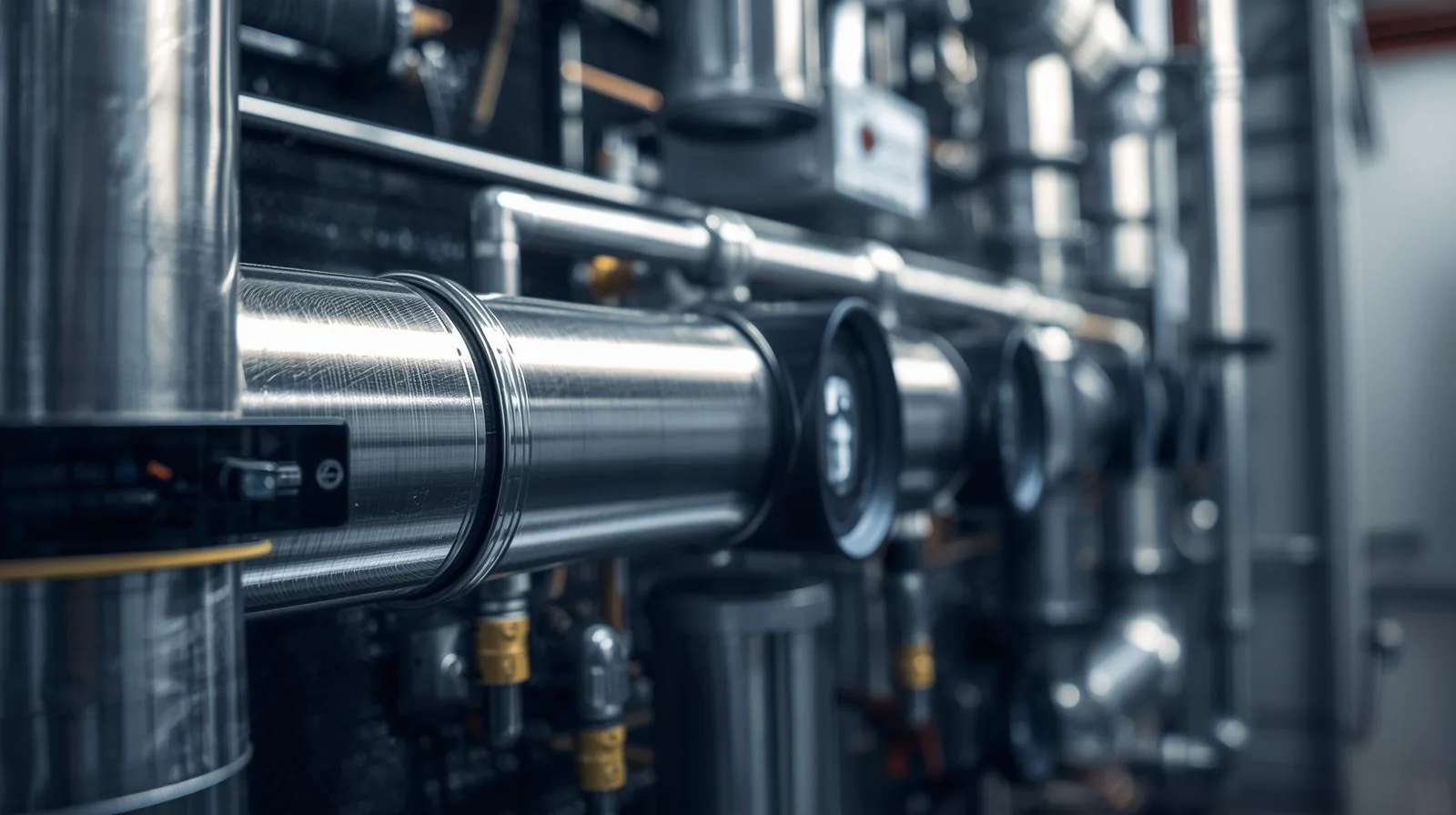 Organized commercial HVAC piping and mechanical equipment